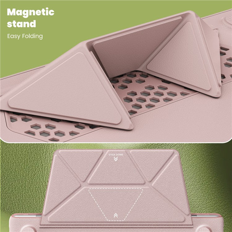 For MacBook Air 13 inch (2025) / (2024) M3 A3113 / (2022) M2 A2681 Laptop Case Anti-Slip PC+PU Leather Flip Cover - Pink