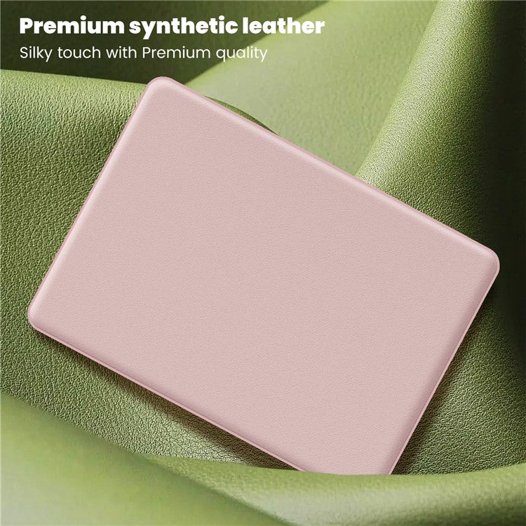 For MacBook Air 13 inch (2025) / (2024) M3 A3113 / (2022) M2 A2681 Laptop Case Anti-Slip PC+PU Leather Flip Cover - Pink