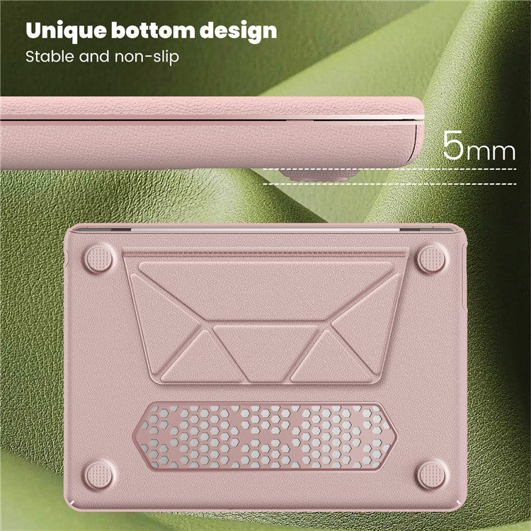 For MacBook Air 13 inch (2025) / (2024) M3 A3113 / (2022) M2 A2681 Laptop Case Anti-Slip PC+PU Leather Flip Cover - Pink