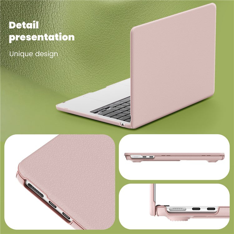 For MacBook Air 13 inch (2025) / (2024) M3 A3113 / (2022) M2 A2681 Laptop Case Anti-Slip PC+PU Leather Flip Cover - Pink