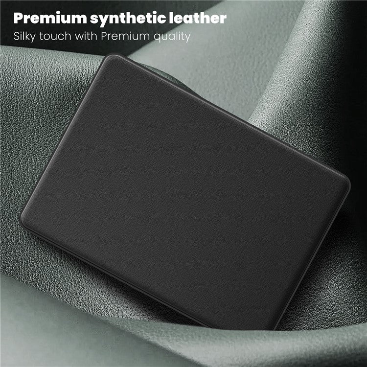 For MacBook Air 13 inch (2025) / (2024) M3 A3113 / (2022) M2 A2681 Laptop Case Anti-Slip PC+PU Leather Flip Cover - Black