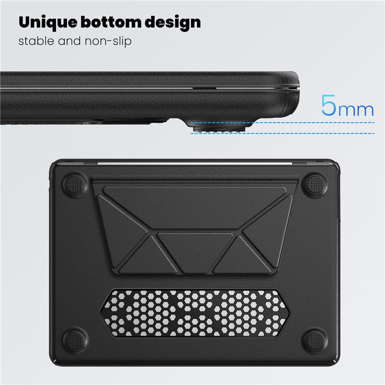 For MacBook Air 13 inch (2025) / (2024) M3 A3113 / (2022) M2 A2681 Laptop Case Anti-Slip PC+PU Leather Flip Cover - Black