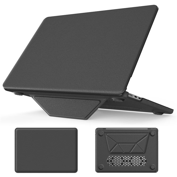 For MacBook Air 13 inch (2025) / (2024) M3 A3113 / (2022) M2 A2681 Laptop Case Anti-Slip PC+PU Leather Flip Cover - Grey