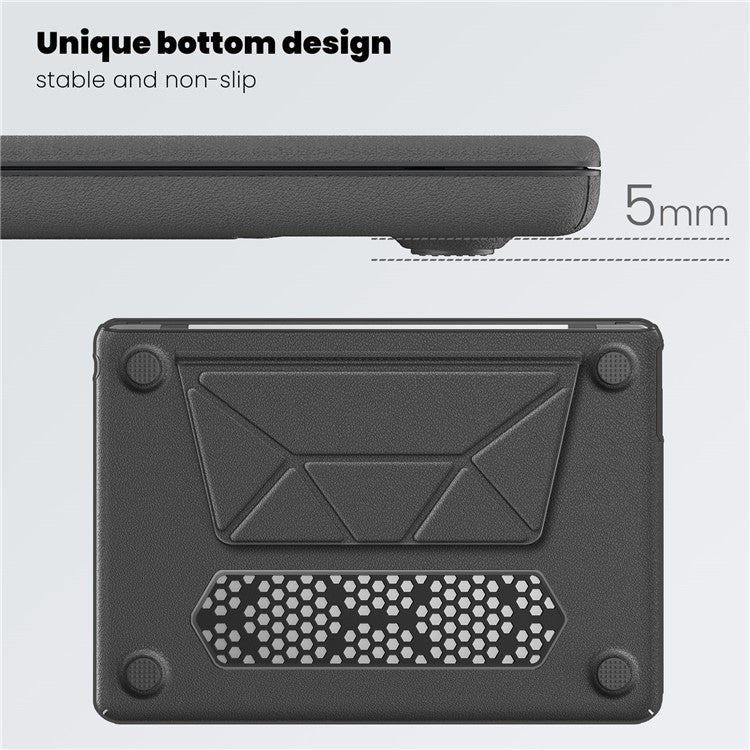 For MacBook Air 13 inch (2025) / (2024) M3 A3113 / (2022) M2 A2681 Laptop Case Anti-Slip PC+PU Leather Flip Cover - Grey