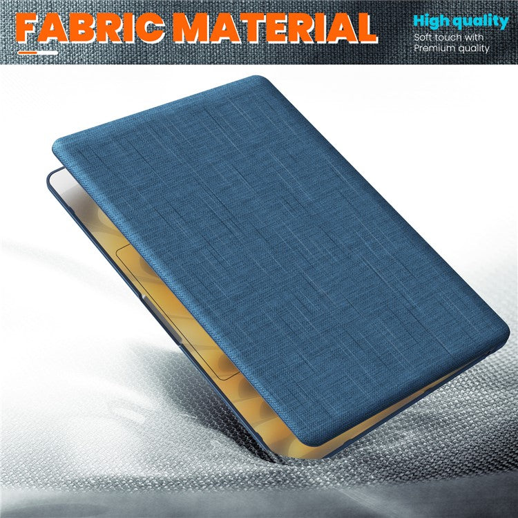 For Macbook Air 15 inch (2025) / (2024) M3 A3114 / (2023) M2 A2941 Laptop Case Anti-Slip PC+Cloth Flip Cover - Navy Blue