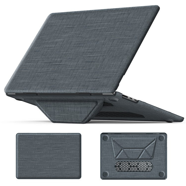 For Macbook Air 15 inch (2025) / (2024) M3 A3114 / (2023) M2 A2941 Laptop Case Anti-Slip PC+Cloth Flip Cover - Grey