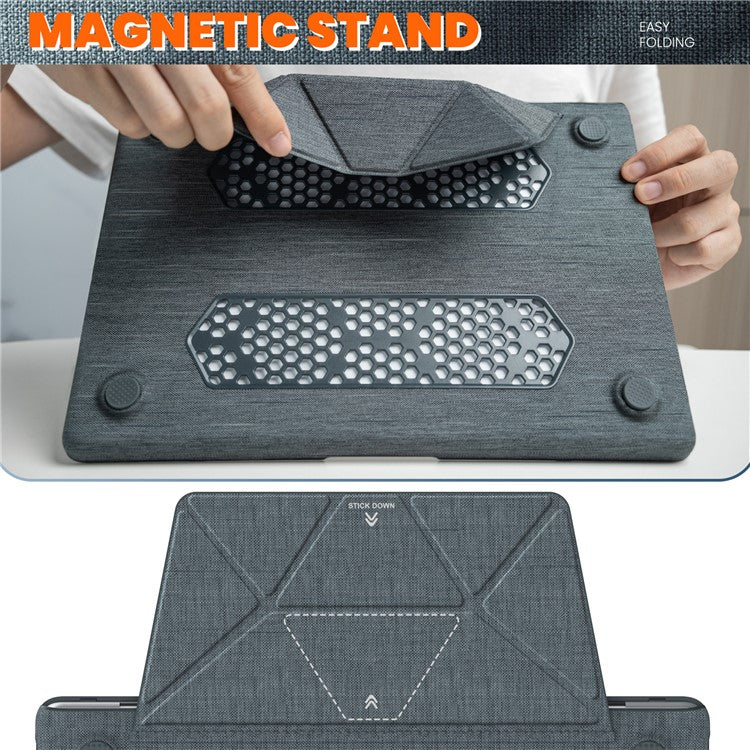 For Macbook Air 15 inch (2025) / (2024) M3 A3114 / (2023) M2 A2941 Laptop Case Anti-Slip PC+Cloth Flip Cover - Grey