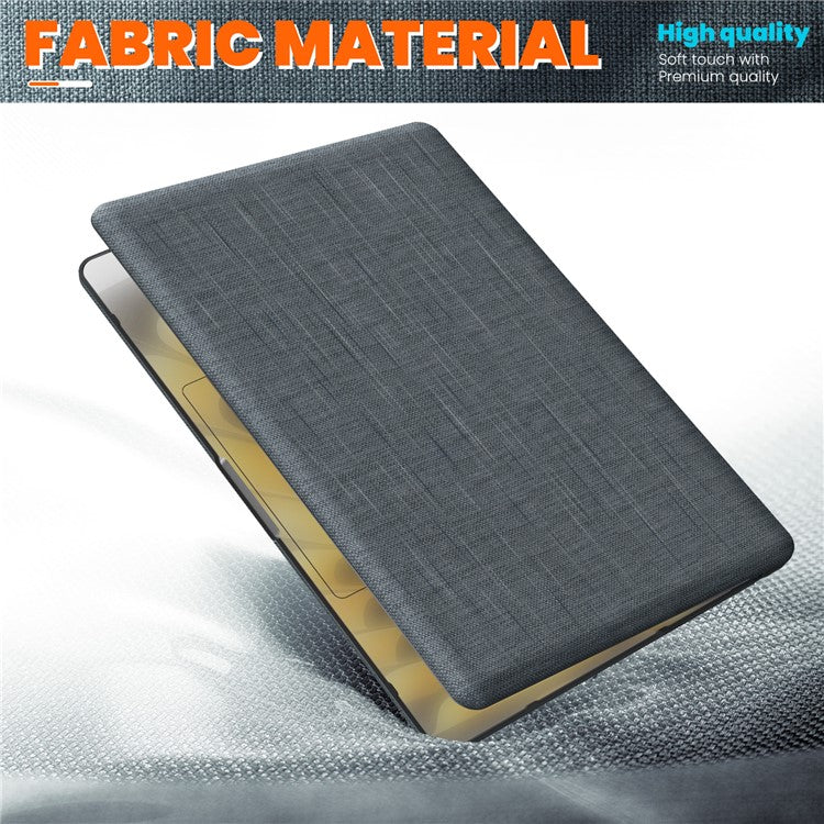 For Macbook Air 15 inch (2025) / (2024) M3 A3114 / (2023) M2 A2941 Laptop Case Anti-Slip PC+Cloth Flip Cover - Grey