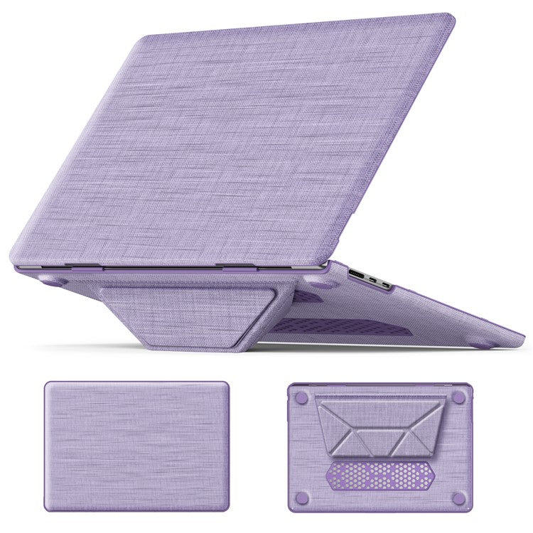 For Macbook Air 15 inch (2025) / (2024) M3 A3114 / (2023) M2 A2941 Laptop Case Anti-Slip PC+Cloth Flip Cover - Purple