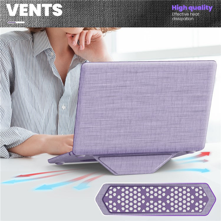 For Macbook Air 15 inch (2025) / (2024) M3 A3114 / (2023) M2 A2941 Laptop Case Anti-Slip PC+Cloth Flip Cover - Purple
