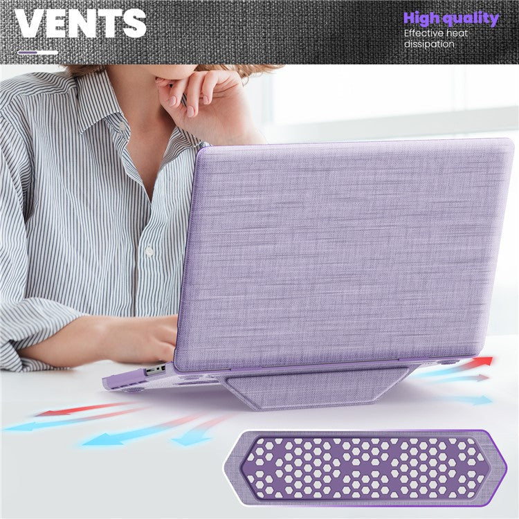 For MacBook Pro 16 inch (2024) / (2023) / (2021) A2485 M1 Pro  /  M1 Max / A2780 / M3 A2991 Laptop Case Anti-Slip PC+Cloth Flip Cover - Purple