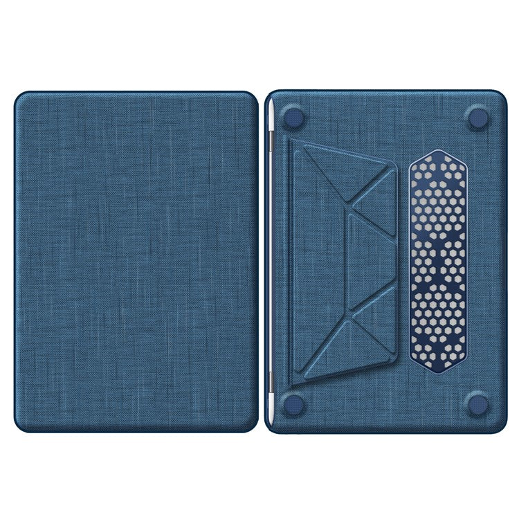 For MacBook Air 13 inch (2020) / (2018) A2337 M1 A2179 A1932 Laptop Case Anti-Slip PC+Cloth Flip Cover - Navy Blue