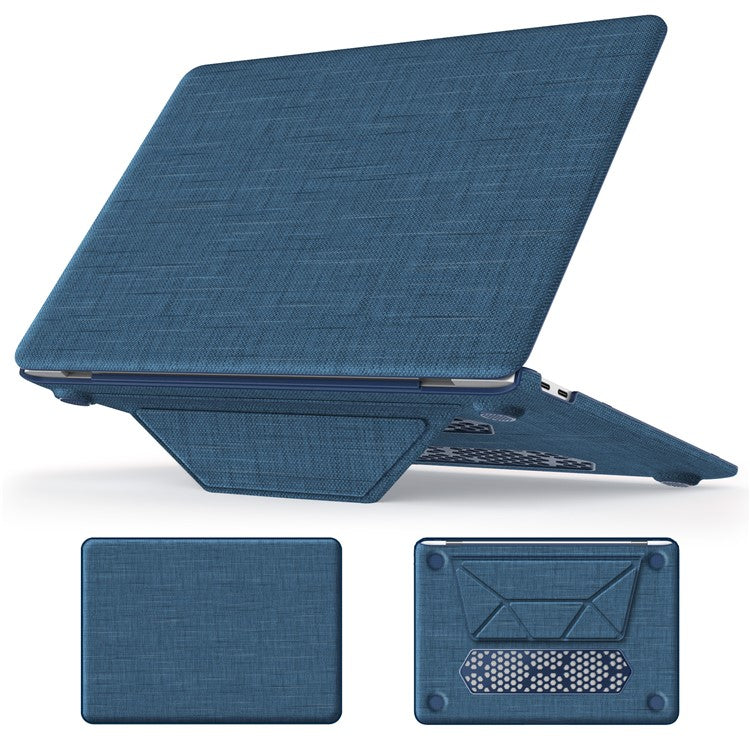 For MacBook Air 13 inch (2020) / (2018) A2337 M1 A2179 A1932 Laptop Case Anti-Slip PC+Cloth Flip Cover - Navy Blue
