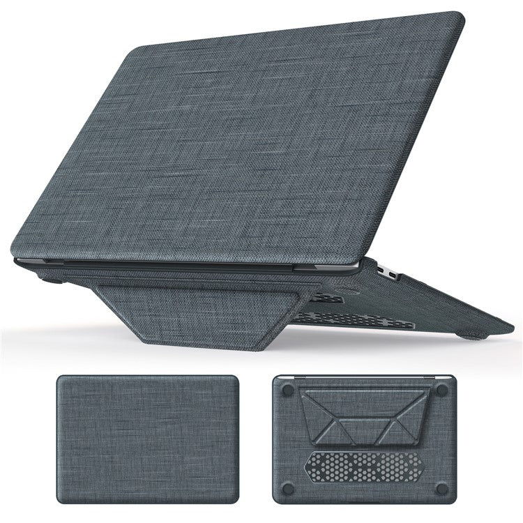 For MacBook Air 13 inch (2020) / (2018) A2337 M1 A2179 A1932 Laptop Case Anti-Slip PC+Cloth Flip Cover - Grey