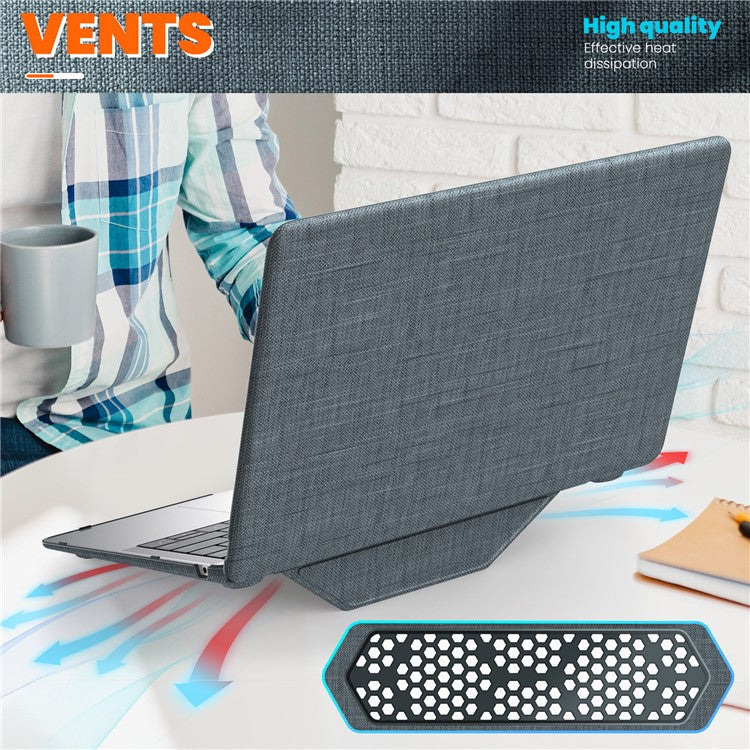 For MacBook Air 13 inch (2020) / (2018) A2337 M1 A2179 A1932 Laptop Case Anti-Slip PC+Cloth Flip Cover - Grey