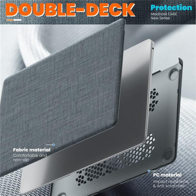For MacBook Air 13 inch (2020) / (2018) A2337 M1 A2179 A1932 Laptop Case Anti-Slip PC+Cloth Flip Cover - Grey