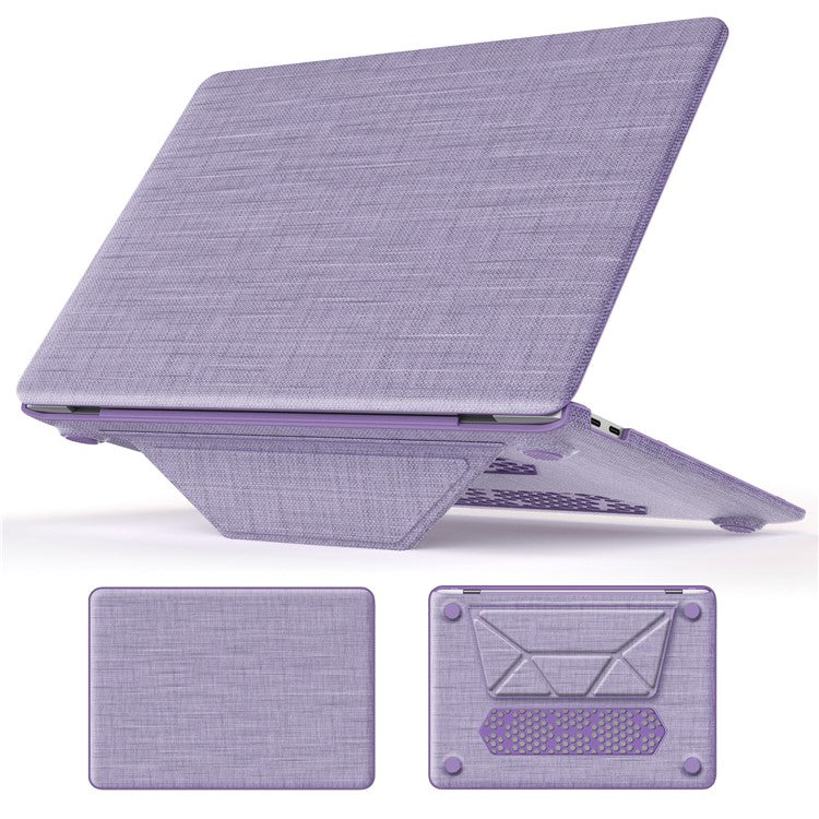 For MacBook Air 13 inch (2020) / (2018) A2337 M1 A2179 A1932 Laptop Case Anti-Slip PC+Cloth Flip Cover - Purple