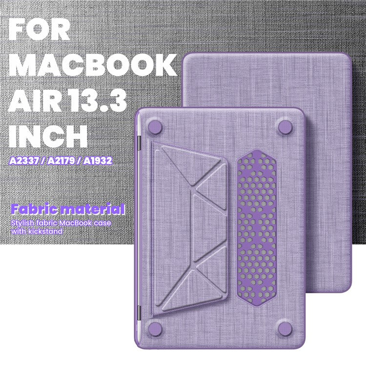 For MacBook Air 13 inch (2020) / (2018) A2337 M1 A2179 A1932 Laptop Case Anti-Slip PC+Cloth Flip Cover - Purple