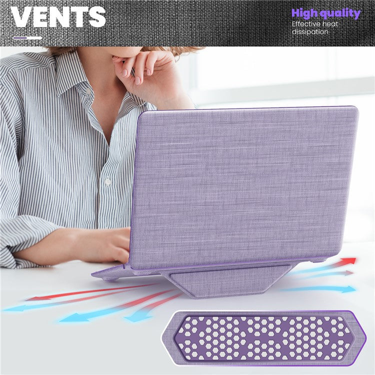 For MacBook Air 13 inch (2020) / (2018) A2337 M1 A2179 A1932 Laptop Case Anti-Slip PC+Cloth Flip Cover - Purple