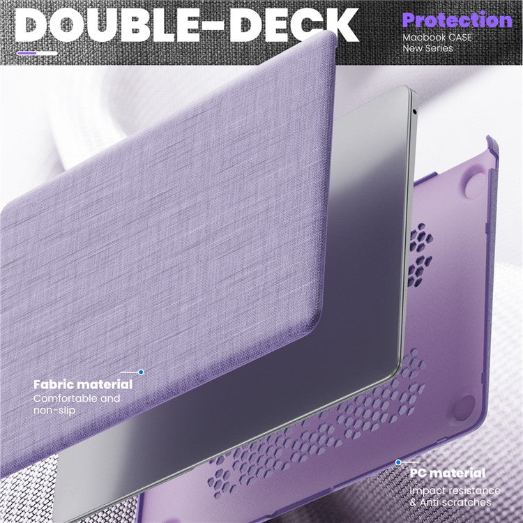 For MacBook Air 13 inch (2020) / (2018) A2337 M1 A2179 A1932 Laptop Case Anti-Slip PC+Cloth Flip Cover - Purple