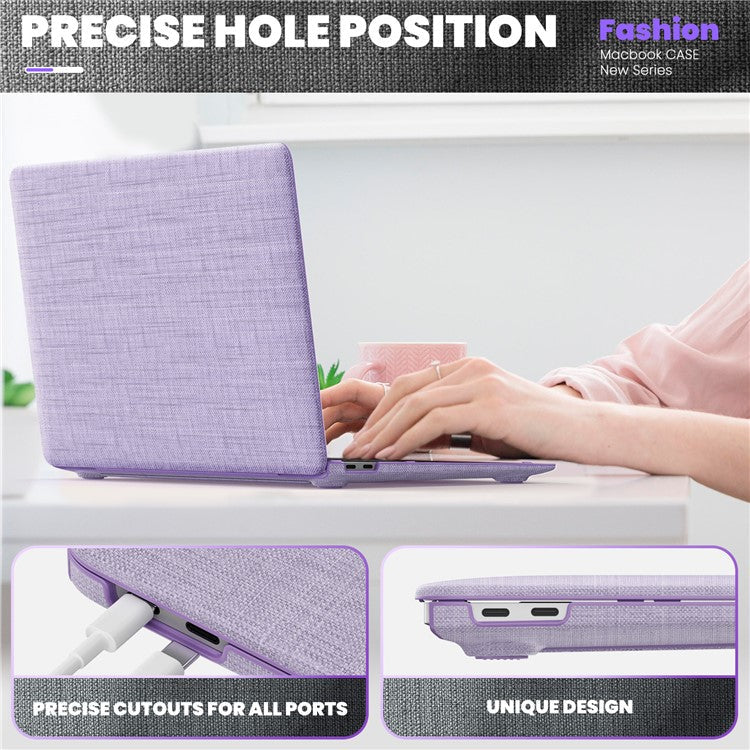 For MacBook Air 13 inch (2020) / (2018) A2337 M1 A2179 A1932 Laptop Case Anti-Slip PC+Cloth Flip Cover - Purple