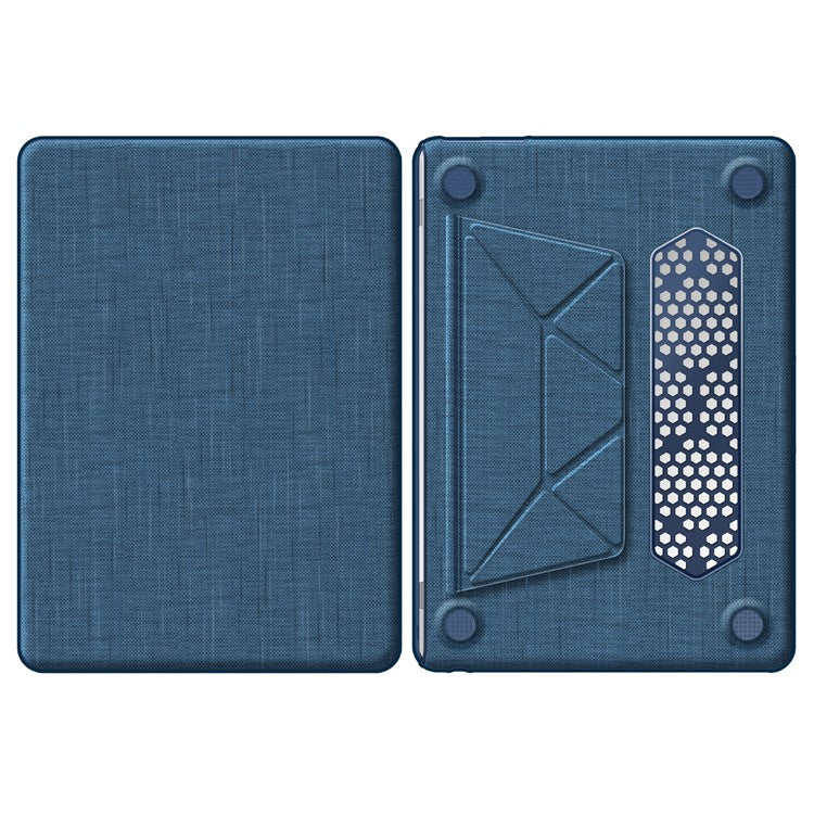 For MacBook Air 13 inch (2025) / (2024) M3 A3113 / (2022) M2 A2681 Laptop Case Anti-Slip PC+Cloth Flip Cover - Navy Blue