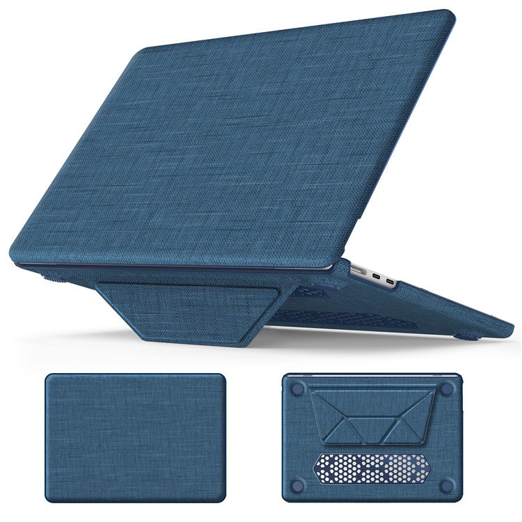 For MacBook Air 13 inch (2025) / (2024) M3 A3113 / (2022) M2 A2681 Laptop Case Anti-Slip PC+Cloth Flip Cover - Navy Blue