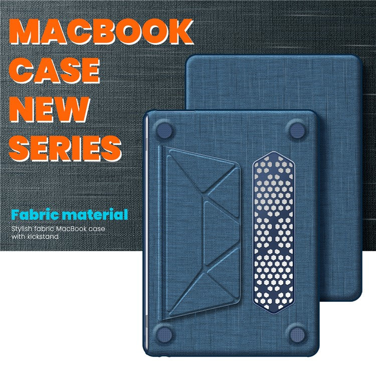 For MacBook Air 13 inch (2025) / (2024) M3 A3113 / (2022) M2 A2681 Laptop Case Anti-Slip PC+Cloth Flip Cover - Navy Blue