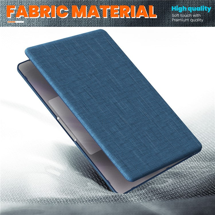For MacBook Air 13 inch (2025) / (2024) M3 A3113 / (2022) M2 A2681 Laptop Case Anti-Slip PC+Cloth Flip Cover - Navy Blue