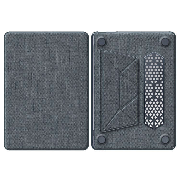 For MacBook Air 13 inch (2025) / (2024) M3 A3113 / (2022) M2 A2681 Laptop Case Anti-Slip PC+Cloth Flip Cover - Grey