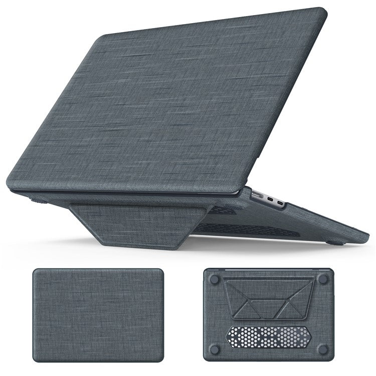 For MacBook Air 13 inch (2025) / (2024) M3 A3113 / (2022) M2 A2681 Laptop Case Anti-Slip PC+Cloth Flip Cover - Grey
