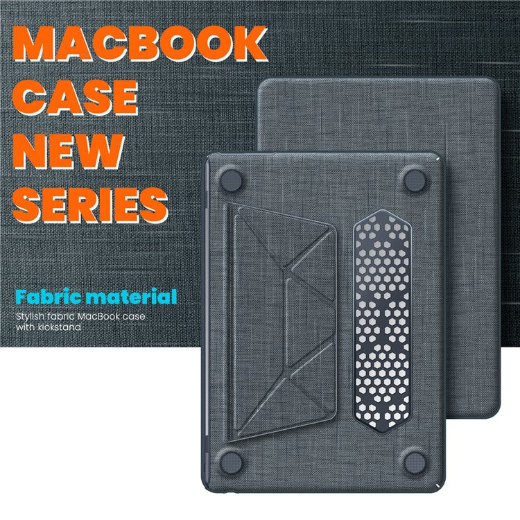 For MacBook Air 13 inch (2025) / (2024) M3 A3113 / (2022) M2 A2681 Laptop Case Anti-Slip PC+Cloth Flip Cover - Grey
