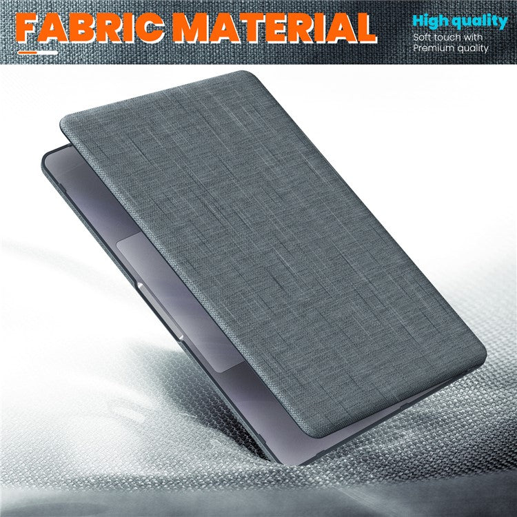 For MacBook Air 13 inch (2025) / (2024) M3 A3113 / (2022) M2 A2681 Laptop Case Anti-Slip PC+Cloth Flip Cover - Grey