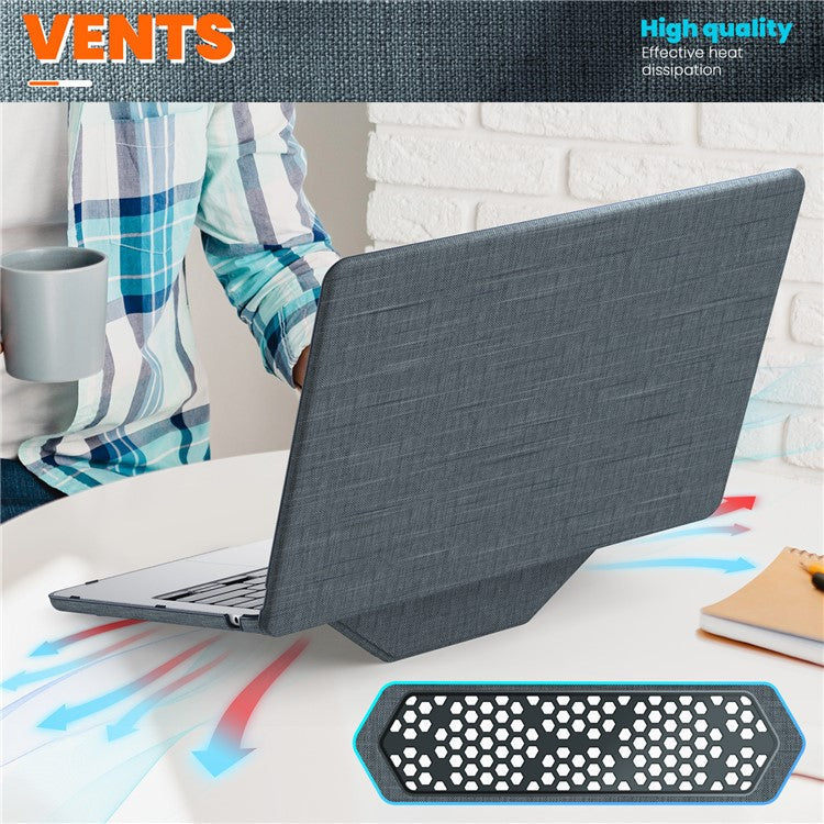 For MacBook Air 13 inch (2025) / (2024) M3 A3113 / (2022) M2 A2681 Laptop Case Anti-Slip PC+Cloth Flip Cover - Grey