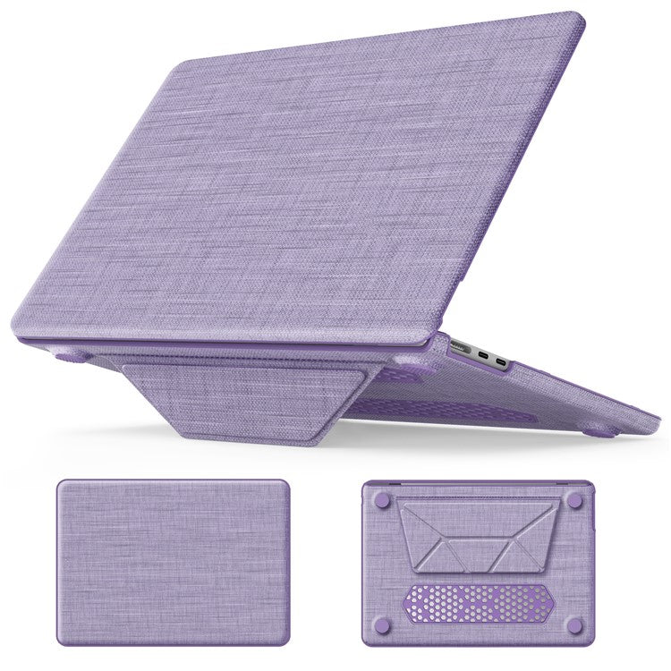 For MacBook Air 13 inch (2025) / (2024) M3 A3113 / (2022) M2 A2681 Laptop Case Anti-Slip PC+Cloth Flip Cover - Purple