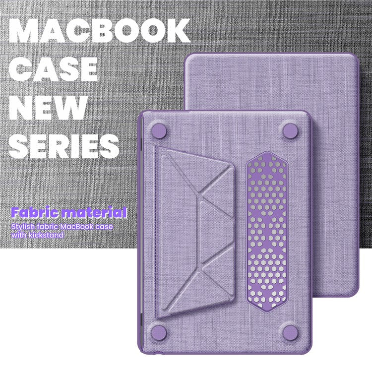 For MacBook Air 13 inch (2025) / (2024) M3 A3113 / (2022) M2 A2681 Laptop Case Anti-Slip PC+Cloth Flip Cover - Purple