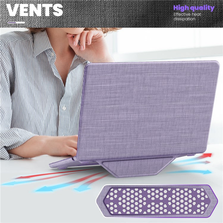 For MacBook Air 13 inch (2025) / (2024) M3 A3113 / (2022) M2 A2681 Laptop Case Anti-Slip PC+Cloth Flip Cover - Purple