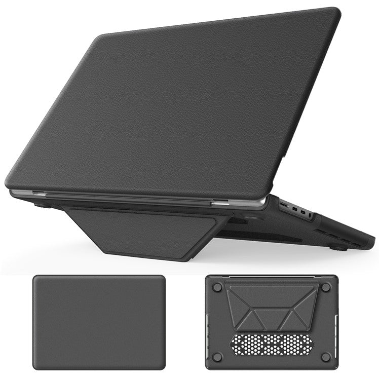 For MacBook Pro 14 inch (2023) / (2021) A2442 M1 Pro / M1 Max / A2779 / M3 A2918 A2992 Laptop Case Anti-Slip PC+PU Leather Flip Cover - Grey