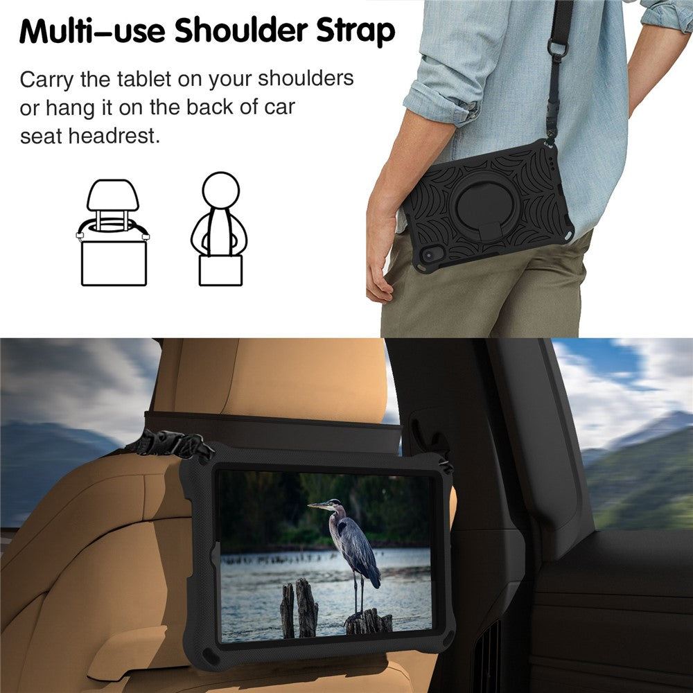 For Lenovo Tab M8 TB-8505/TB-8705/TB-8506 (2021) Shockproof EVA Case Anti-Scratch Protective Cover Kickstand Tablet Case with Shoulder Strap - Black