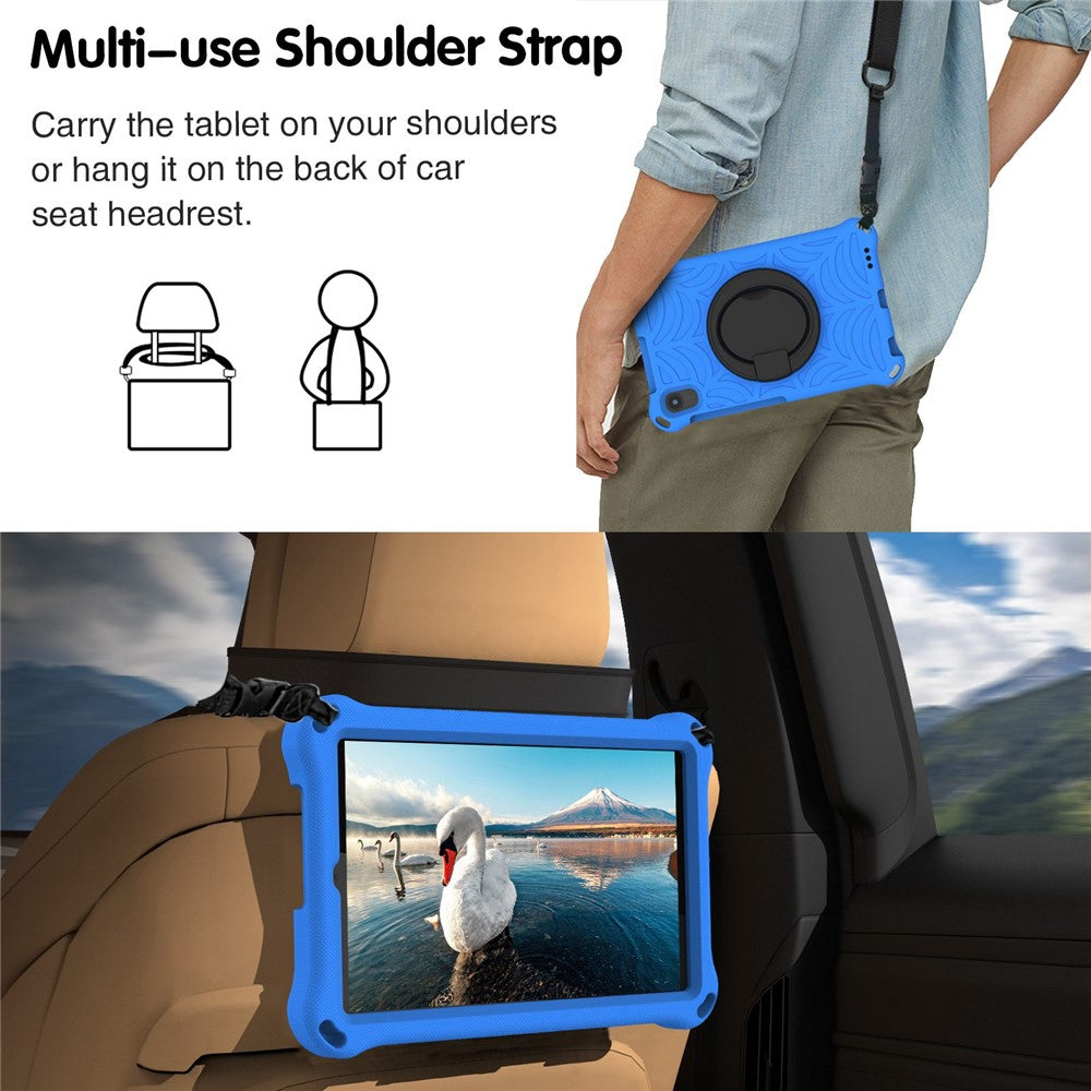 For Lenovo Tab M8 TB-8505/TB-8705/TB-8506 (2021) Shockproof EVA Case Anti-Scratch Protective Cover Kickstand Tablet Case with Shoulder Strap - Blue