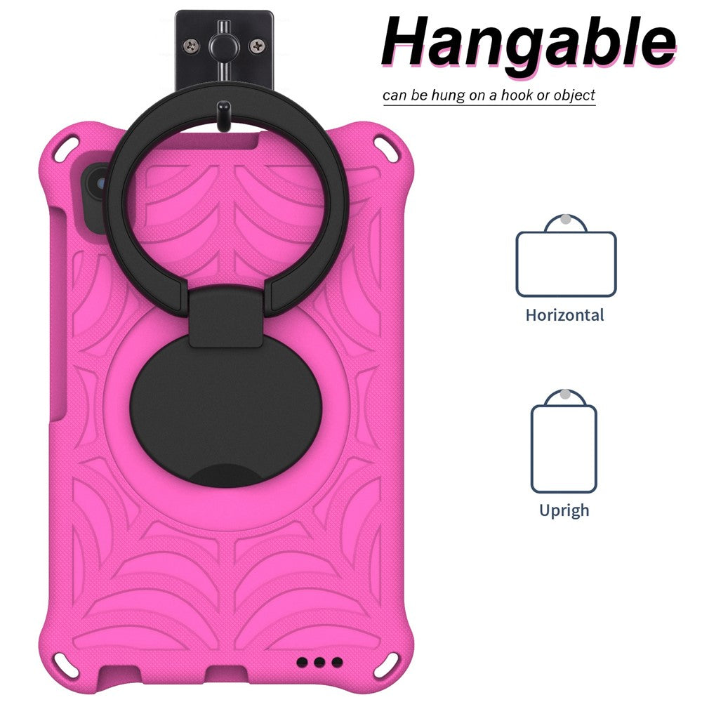 For Lenovo Tab M8 TB-8505/TB-8705/TB-8506 (2021) Shockproof EVA Case Anti-Scratch Protective Cover Kickstand Tablet Case with Shoulder Strap - Rose