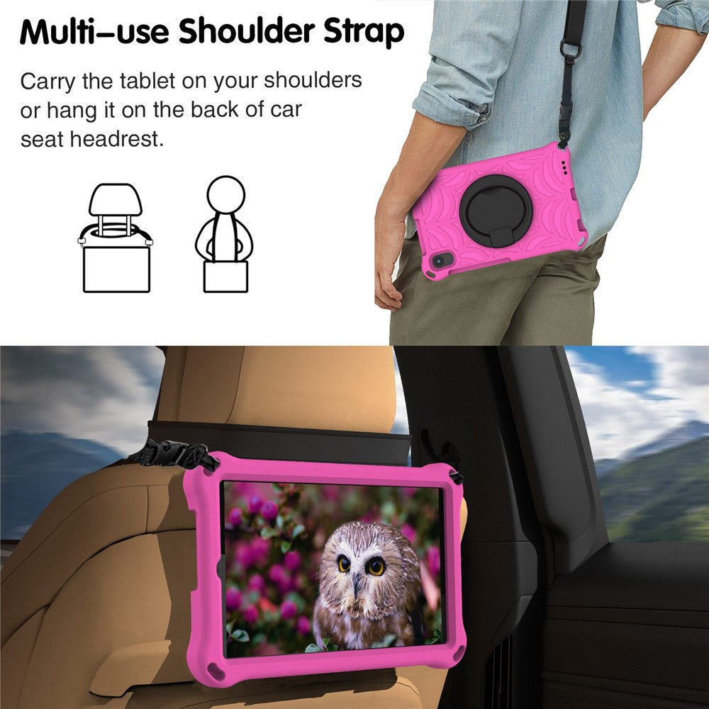 For Lenovo Tab M8 TB-8505/TB-8705/TB-8506 (2021) Shockproof EVA Case Anti-Scratch Protective Cover Kickstand Tablet Case with Shoulder Strap - Rose