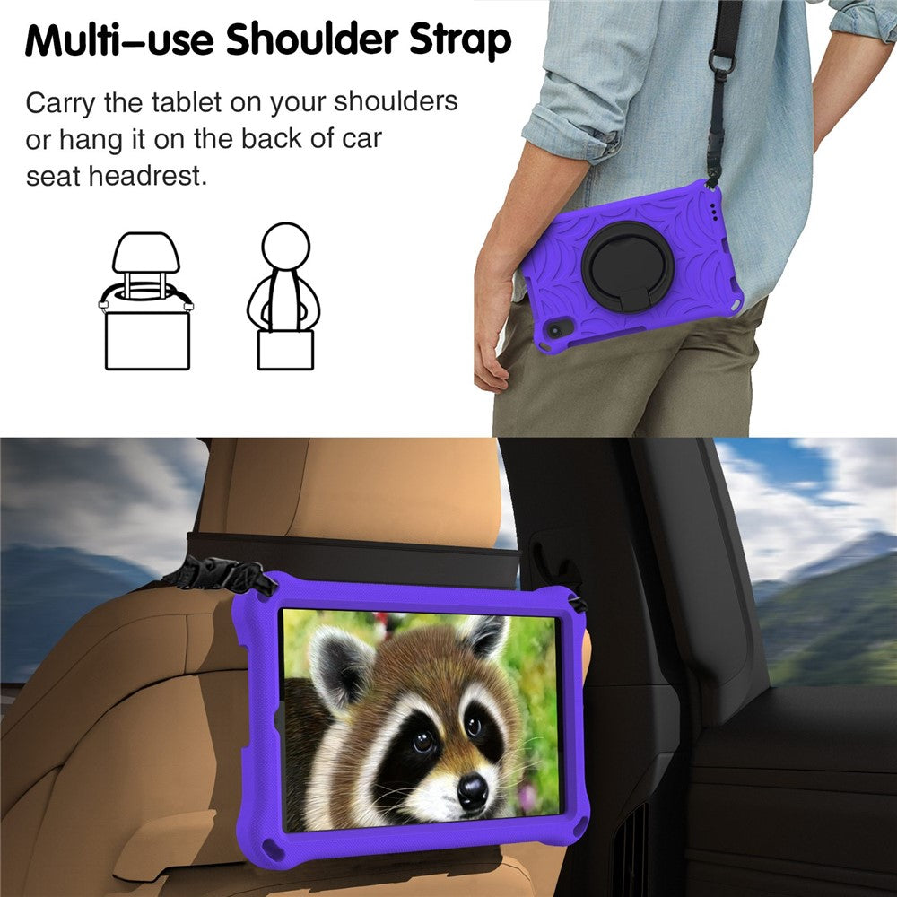 For Lenovo Tab M8 TB-8505/TB-8705/TB-8506 (2021) Shockproof EVA Case Anti-Scratch Protective Cover Kickstand Tablet Case with Shoulder Strap - Purple