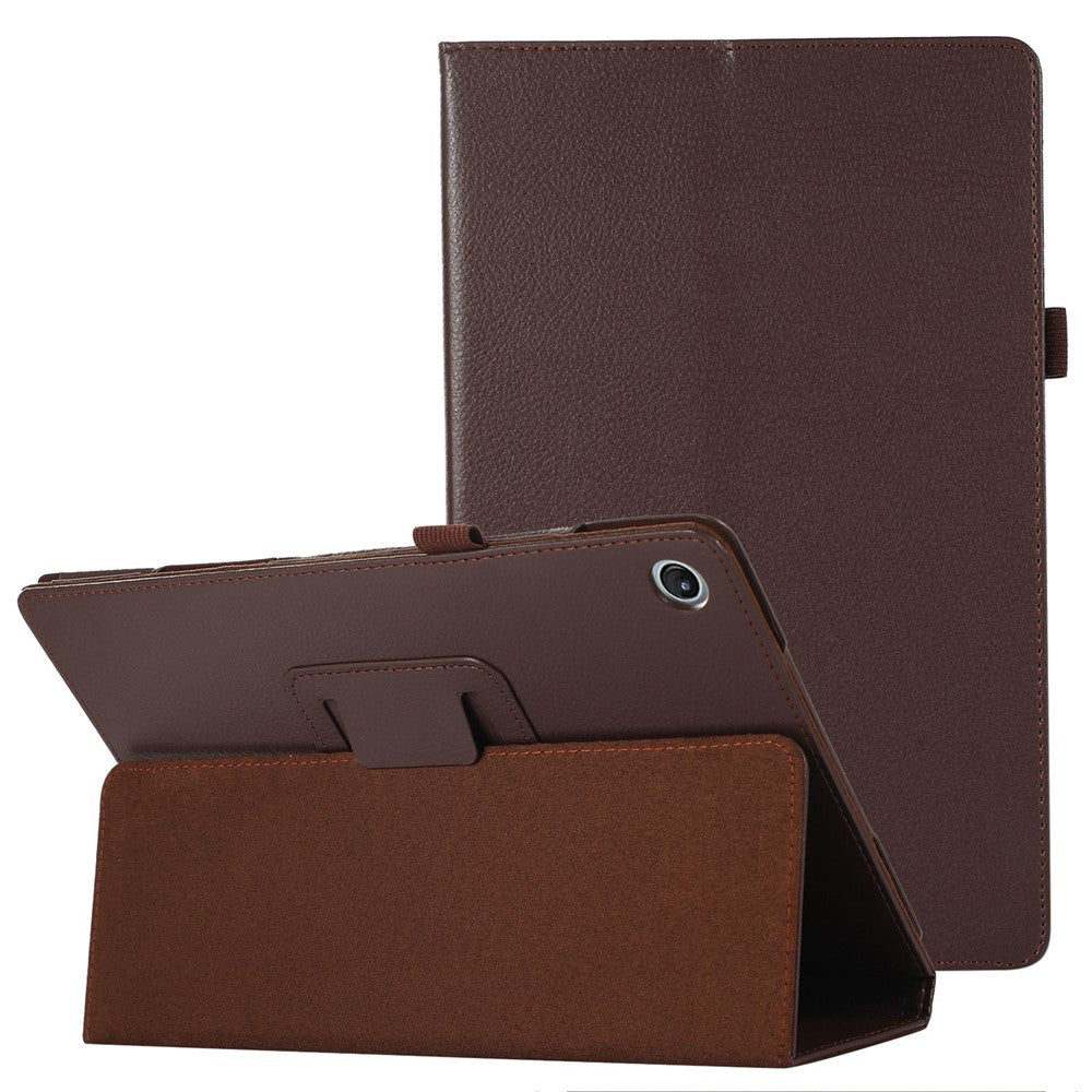 Shockproof Case for Lenovo Tab M10 Plus (3rd Gen) / Xiaoxin Pad 2022 10.6 inch Litchi Texture PU Leather Folio Flip Cover Folding Stand Tablet Case - Brown