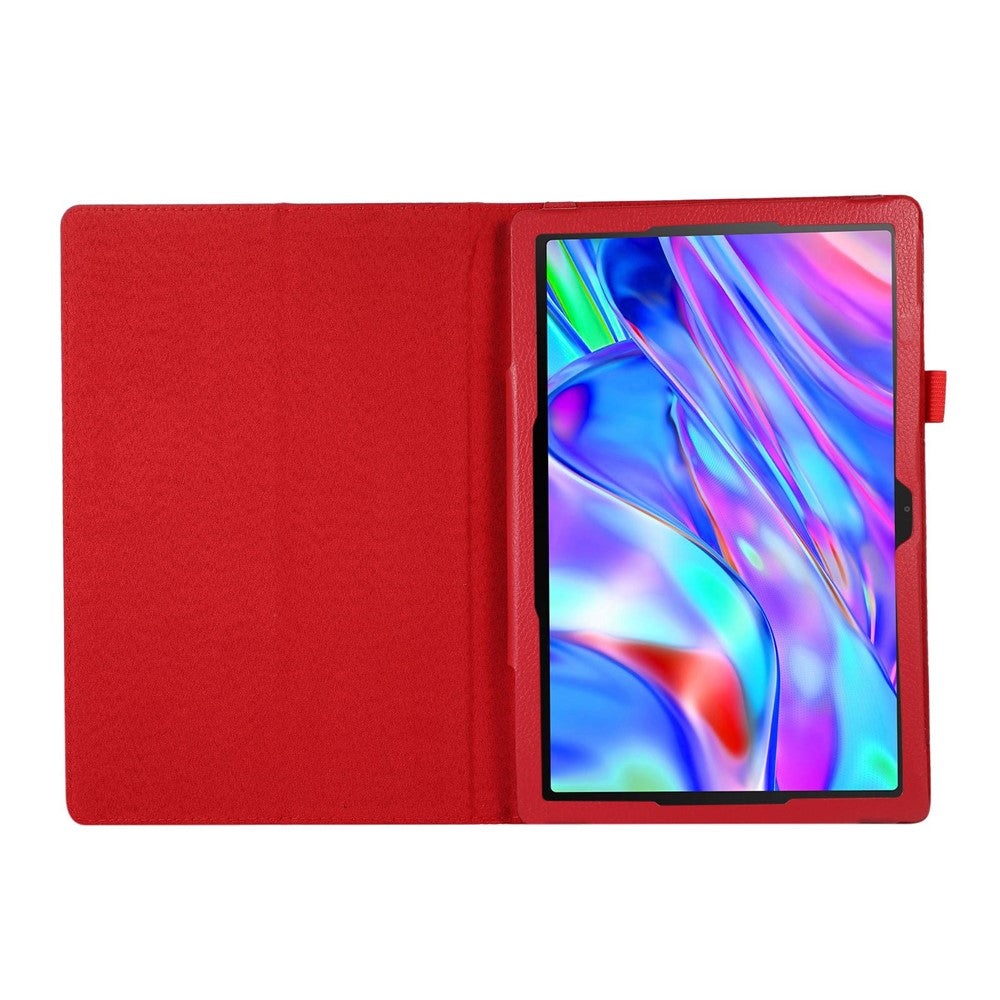 Shockproof Case for Lenovo Tab M10 Plus (3rd Gen) / Xiaoxin Pad 2022 10.6 inch Litchi Texture PU Leather Folio Flip Cover Folding Stand Tablet Case - Red