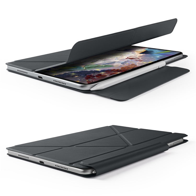 For Huawei MatePad 11.5 S Case PC + PU Leather Origami Stand Magnetic Tablet Cover - Black