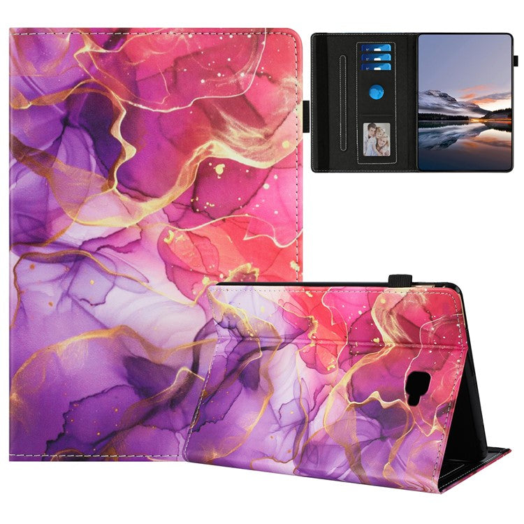 For Samsung Galaxy Tab A 10.1 (2016) T580 Case Pattern Leather Tablet Cover with Auto Sleep / Wake, Card Holder - Pink Gold Marble