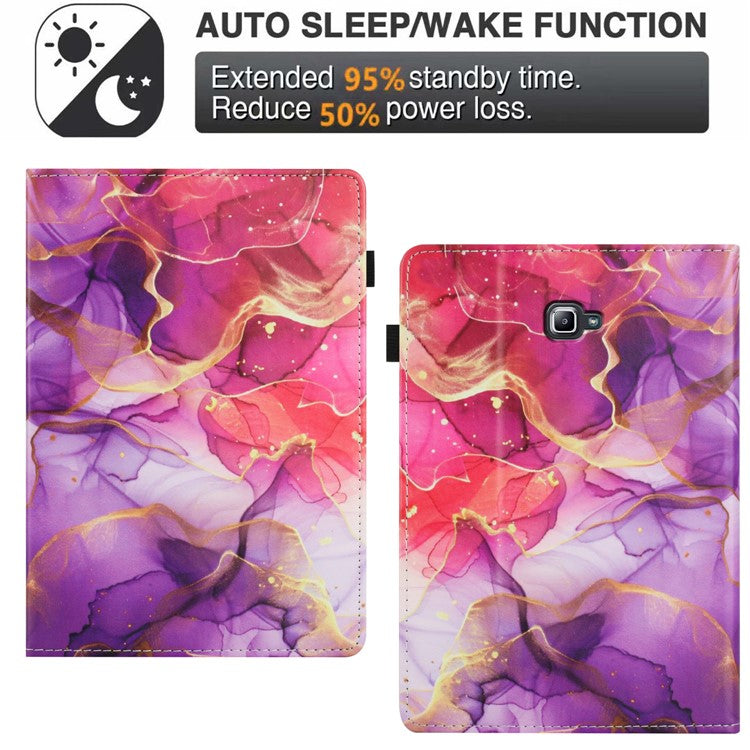 For Samsung Galaxy Tab A 10.1 (2016) T580 Case Pattern Leather Tablet Cover with Auto Sleep / Wake, Card Holder - Pink Gold Marble