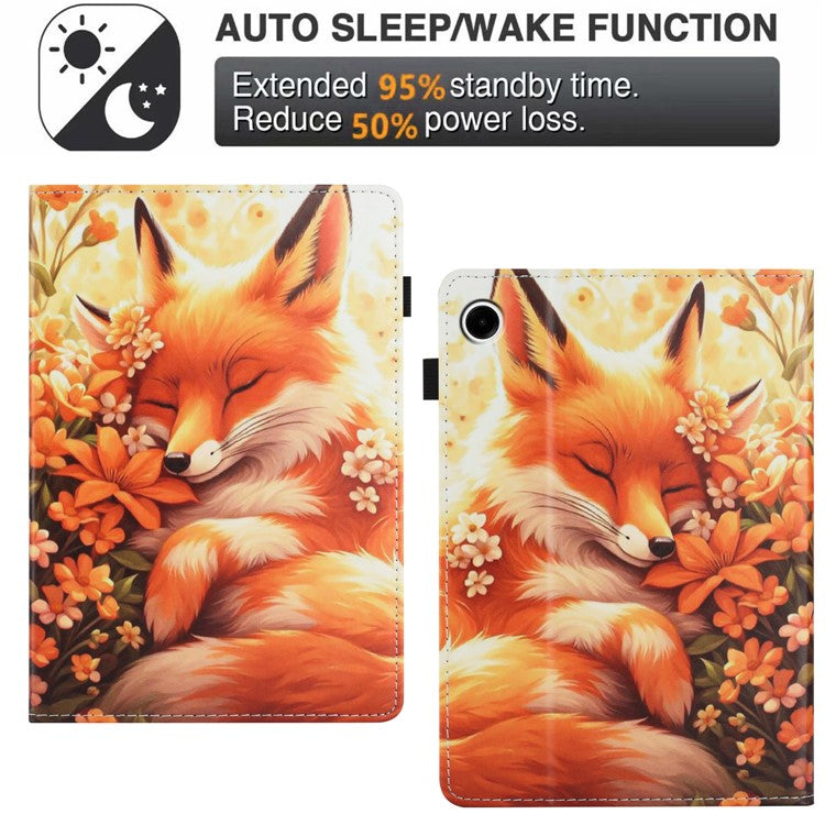 For Samsung Galaxy Tab A8 10.5 (2022) / (2021) Case Pattern Leather Tablet Cover with Auto Sleep / Wake, Card Holder - Flower Fox