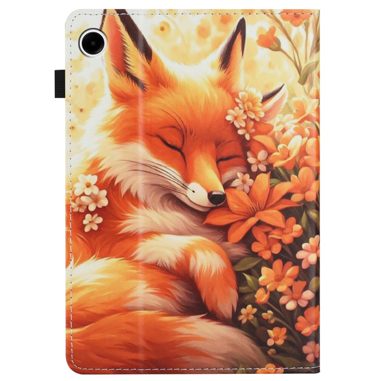 For Samsung Galaxy Tab A8 10.5 (2022) / (2021) Case Pattern Leather Tablet Cover with Auto Sleep / Wake, Card Holder - Flower Fox